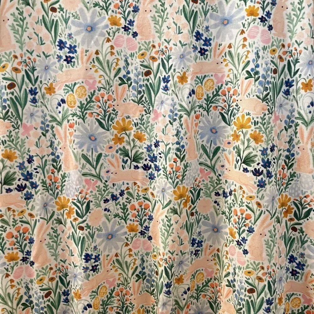 Ollie Jay Bamboo Lounge Dress Nightgown Floral Bunny Garden Easter Girls 12-18M